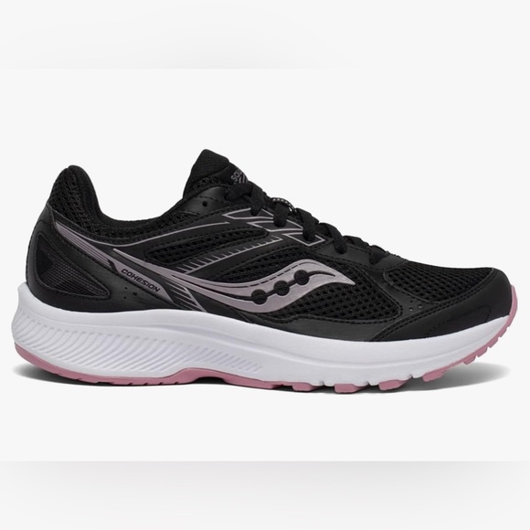 Saucony Women's Cohesion Black/Pink Noir/Rose 14 Road Running Shoe.(7 Wi… - Picture 2 of 11